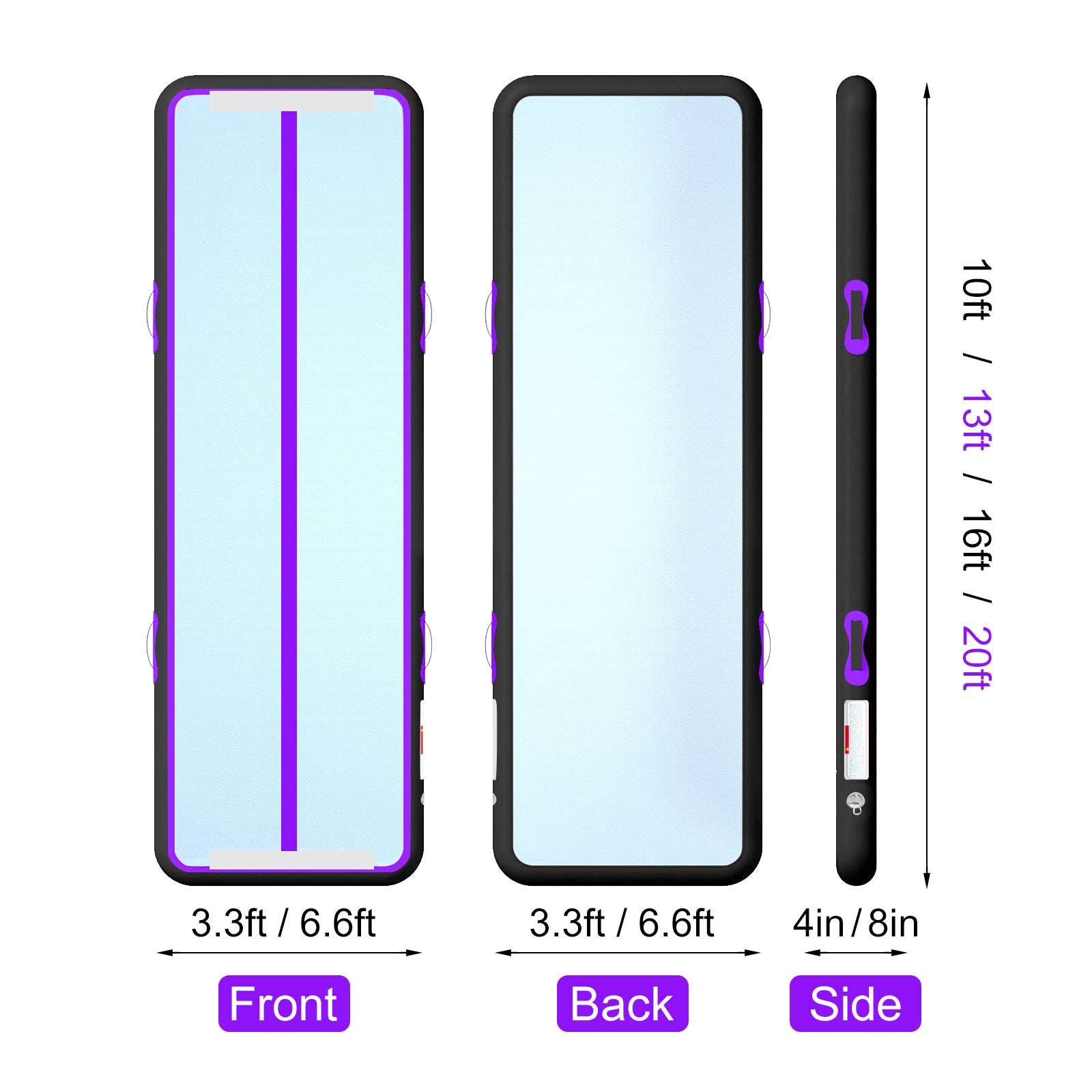 3M/10FT Air Track Black And Purple 4IN/10CM Thickness (Carbon Fiber)