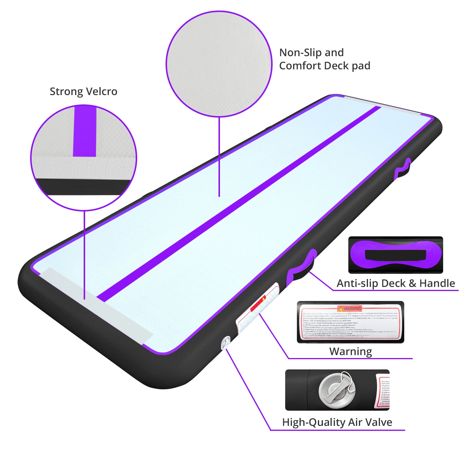 3M/10FT Air Track Black And Purple 4IN/10CM Thickness (Carbon Fiber)
